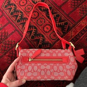 Demi Bag in Signature Jacquard Coach Limited Re-edition in Red